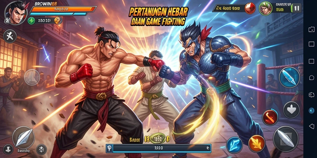 Tampilan gameplay BROWIN88 dengan pertarungan epik yang seru.