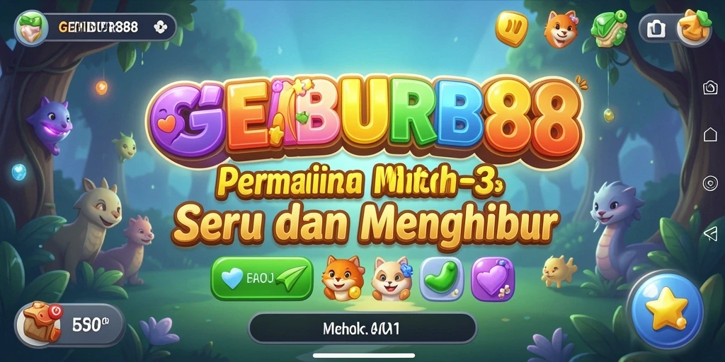 Tampilan gameplay menarik GEMBUR88 saat mencocokkan permata.