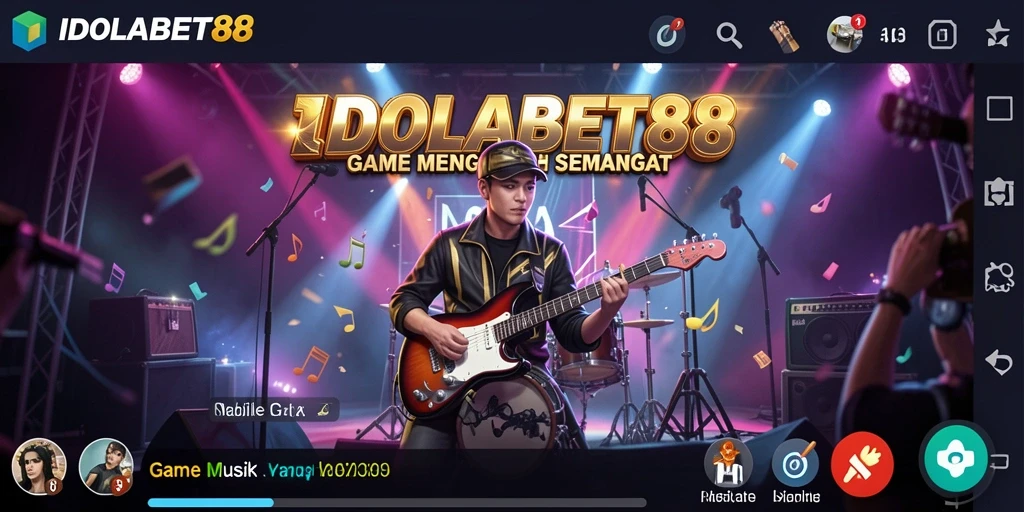 Screenshot gameplay IDOLABET88 dengan pemain yang menari mengikuti irama musik.