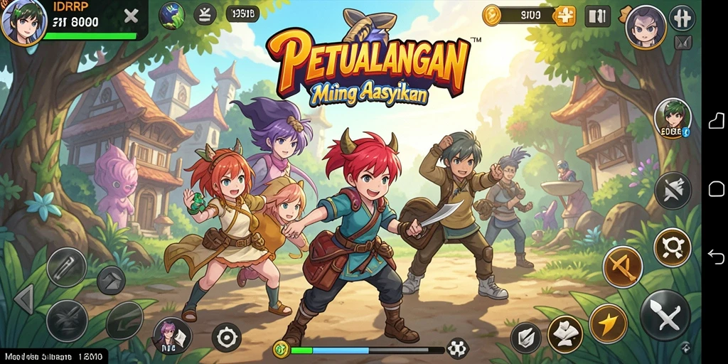 Tampilan gameplay menarik dengan karakter Anime beraksi.