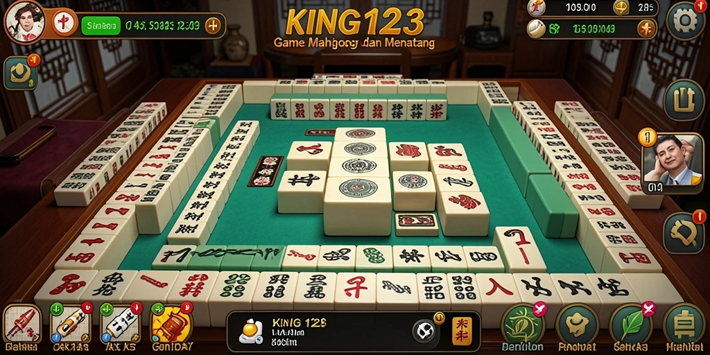 Screenshot dari gameplay KING123 menunjukkan suasana permainan Mahjong yang seru.