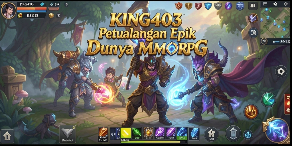 Screenshot gameplay KING403 yang menunjukkan pertempuran epik di dunia MMORPG.
