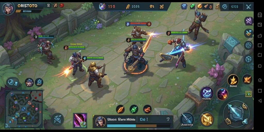 Tampilan gameplay seru di ORISTOTO dengan aksi MOBA yang intens.