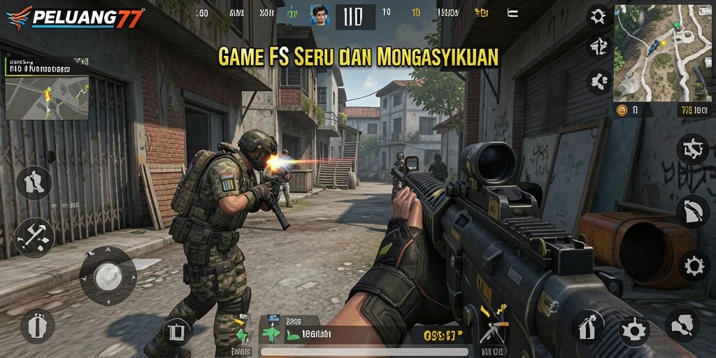 Tampilan menarik dari gameplay FPS di PELUANG77 yang memacu adrenalin.