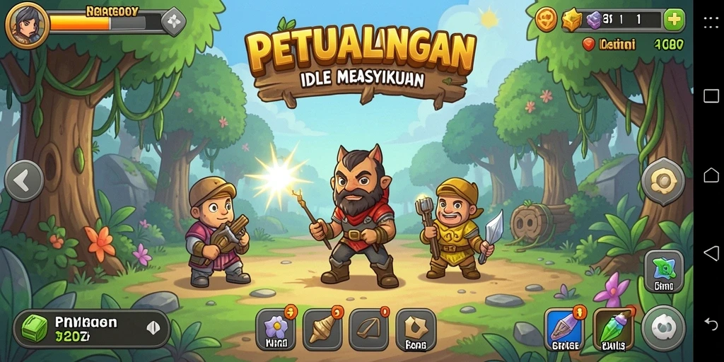 Tampilan gameplay menarik dari PRG007 yang menunjukkan kemajuan karakter Idle.