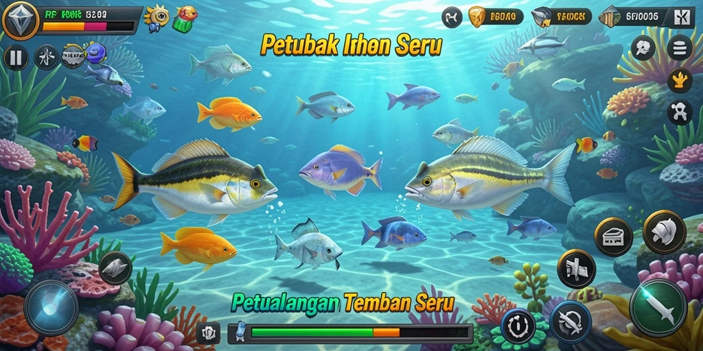 Tampilan gameplay RP8 yang menarik dalam menembak ikan.