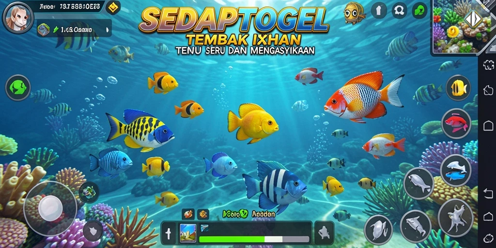 Gameplay SEDAPTOGEL menampilkan momen menangkap ikan yang menyenangkan.