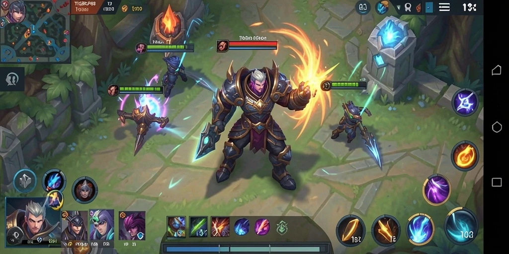 Screenshot gameplay TIGERJP88 yang menunjukkan aksi seru antar hero.
